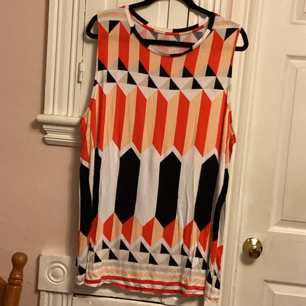 Croft & Barrow Orange Black Graphic Tank Top